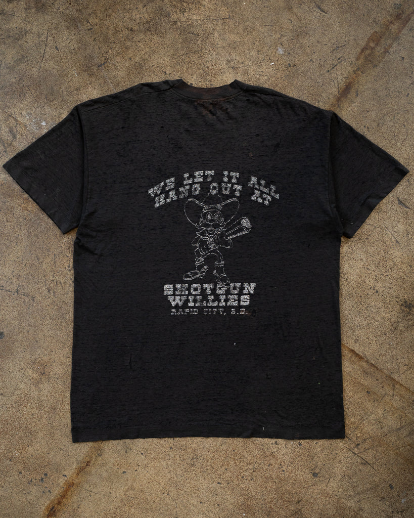 Single Stitched Distressed  "Shotgun Willie's" Tee - 1990s back photo