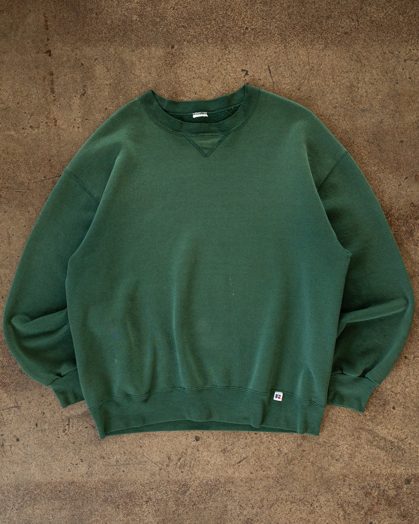 Russell Green Blank Crewneck Sweatshirt - 1990s