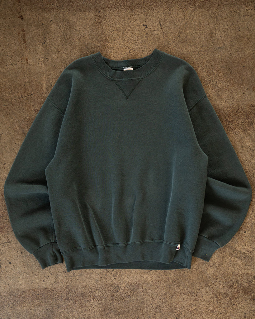 Russell Green Blank Crewneck Sweatshirt - 1990s