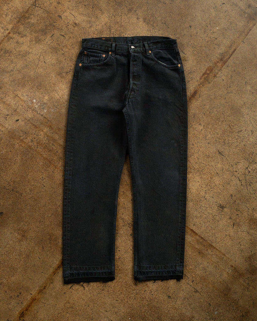 Levi's 501 Faded Blue Black Released Hem Jeans - 1990s