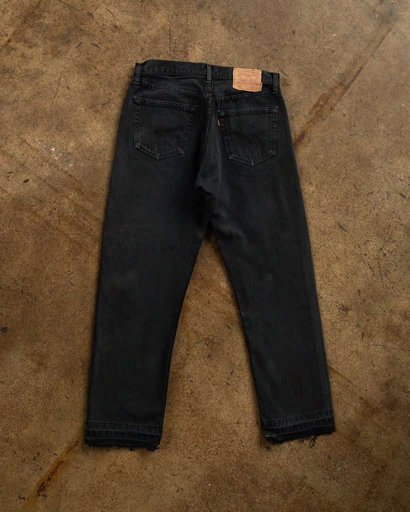 Levi's 501 Faded Blue Black Released Hem Jeans - 1990s back photo