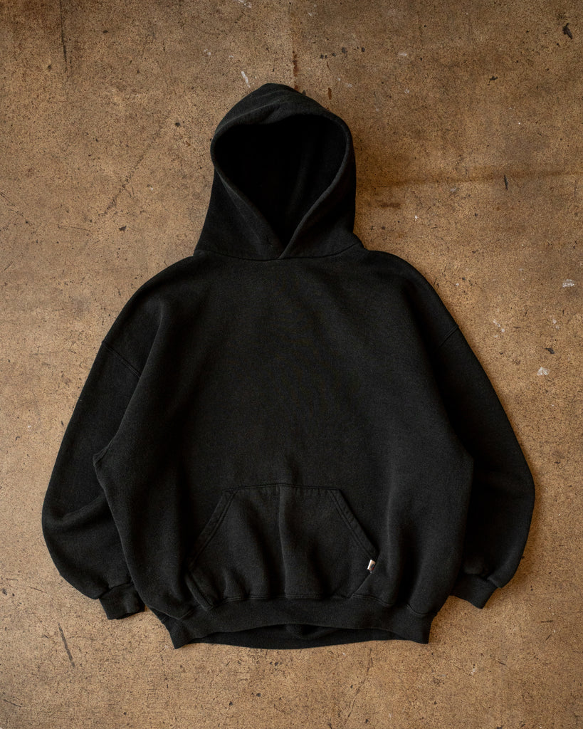 Russell Black Blank Hooded Sweatshirt - 1990s