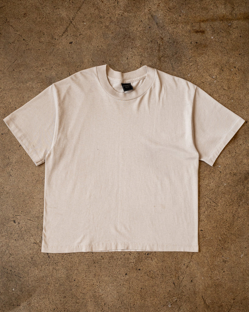 Single Stitched Cream Blank Boxy Tee - 1990s