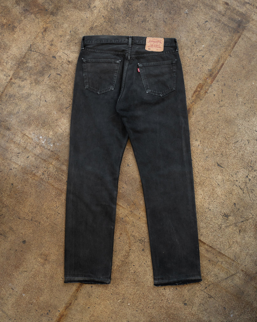 Levi's 501 Faded Black Repaired Released Hem Jeans - 1990s back photo