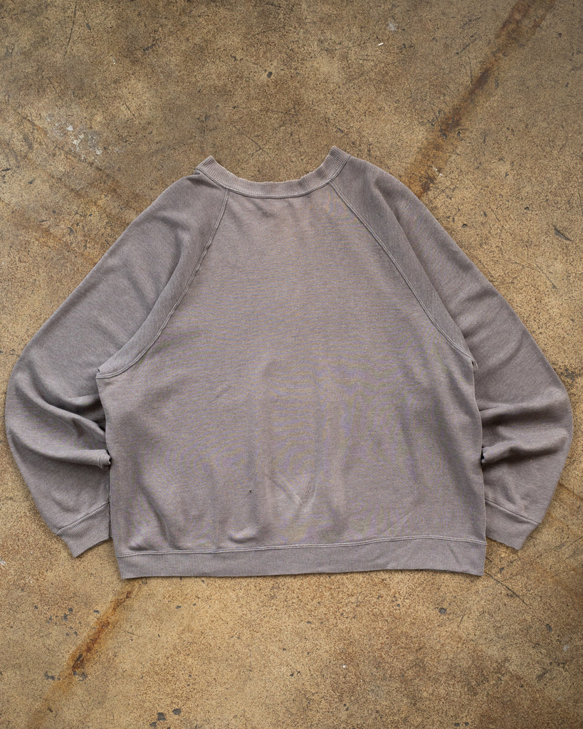Faded Charcoal Distressed Raglan Sweatshirt - 1980s - front